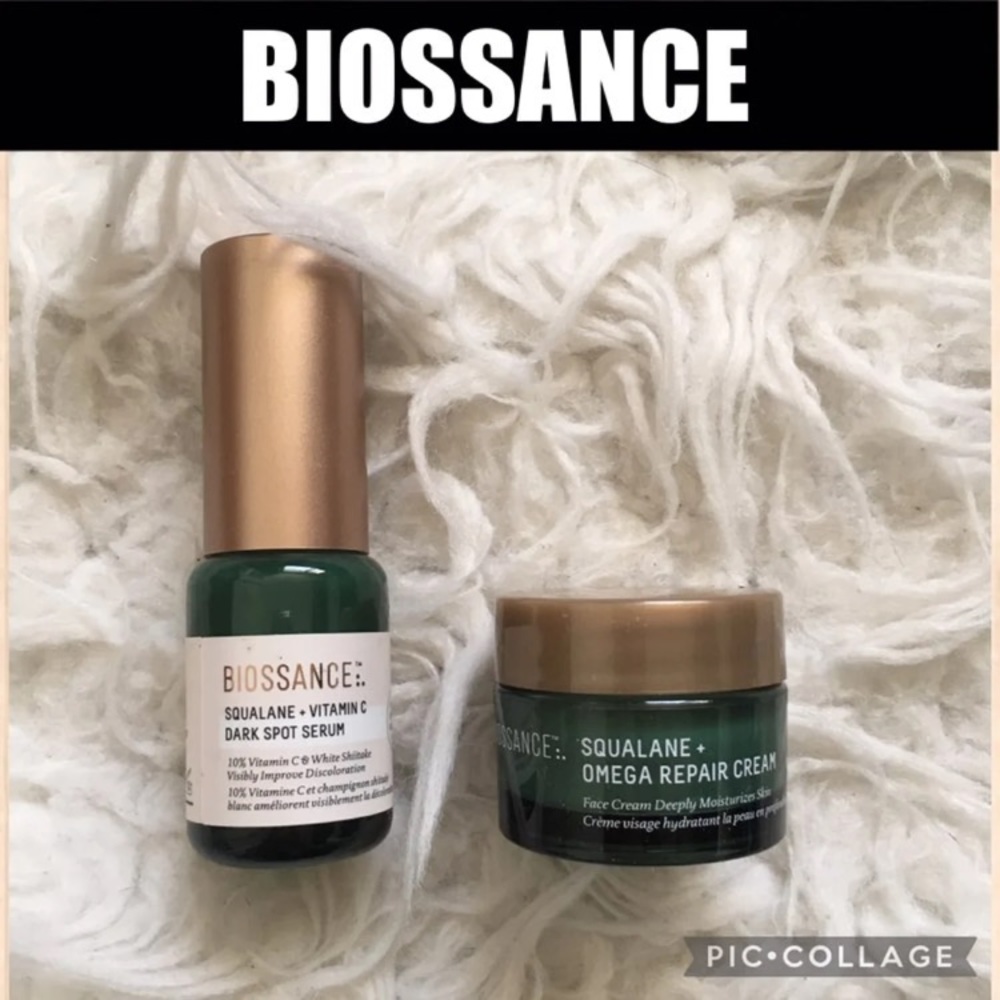 BIOSSANCE Squalane + Vitamin C Dark Spot Serum & Omega Repair Cream Travel Size